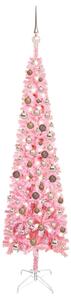 Slim Christmas Tree with LEDs&Ball Set Pink 180 cm