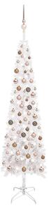 Slim Christmas Tree with LEDs&Ball Set White 210 cm