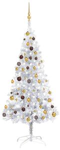 Artificial Christmas Tree with LEDs&Ball Set Silver 180 cm PET