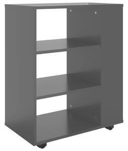 Rolling Cabinet High Gloss Black 60x35x75 cm Engineered Wood