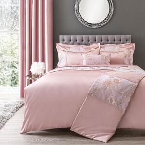 Elene Pink Floral Sequin Duvet Cover and Pillowcase Set Pink and White