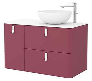Sketch 900mm Left Hand Wash Bowl and Unit - Pomegranate Red