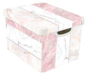 Curver Stockholm Mixed Marble Deco Storage Box - Pink & White 22L