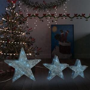 Christmas Decoration Stars 3 pcs Silver Mesh LED Outdoor Indoor