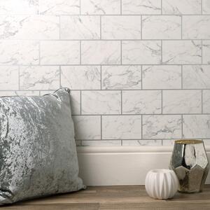 Brick Marble Silver Wallpaper Silver