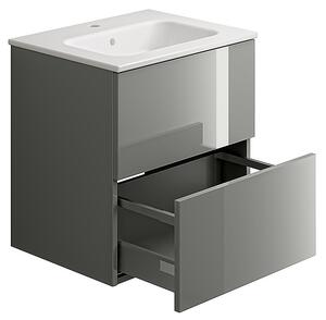 House Beautiful Ele-ment(s) Gloss Grey 600mm Wall Mounted Vanity with Basin