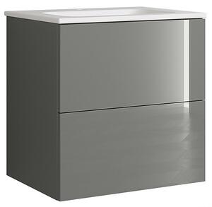 House Beautiful Ele-ment(s) Gloss Grey 600mm Wall Mounted Vanity with Basin