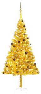 Artificial Christmas Tree with LEDs&Ball Set Gold 240 cm PET