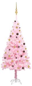 Artificial Christmas Tree with LEDs&Ball Set Pink 210 cm PVC