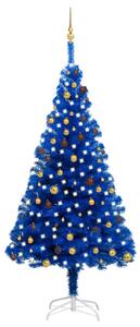 Artificial Christmas Tree with LEDs&Ball Set Blue 240 cm PVC