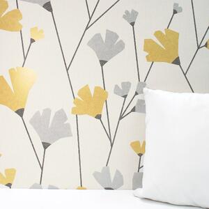 Scandi Floral Mustard Wallpaper