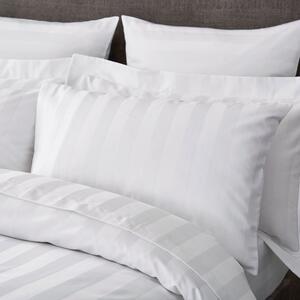 Hotel Cotton 230 Thread Count Stripe Standard Pillowcase Pair White