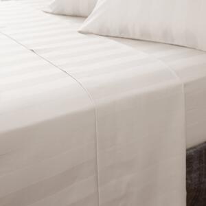 Hotel Cotton 230 Thread Count White Stripe Flat Sheet