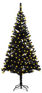 Artificial Christmas Tree with LEDs&Stand Black 180 cm PVC