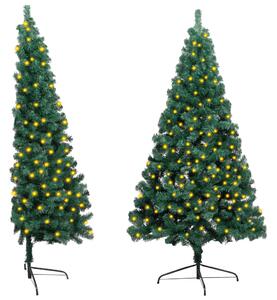 Artificial Half Christmas Tree with LED&Stand Green 150 cm PVC