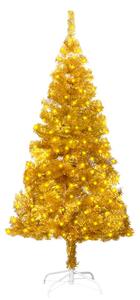 Artificial Christmas Tree with LEDs&Stand Gold 150 cm PET