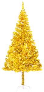 Artificial Christmas Tree with LEDs&Stand Gold 210 cm PET