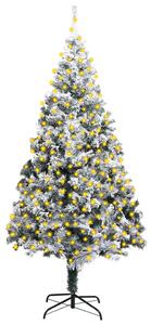 Artificial Christmas Tree with LEDs&Flocked Snow Green 300cm PVC