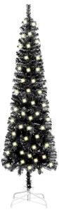 Slim Christmas Tree with LEDs Black 120 cm
