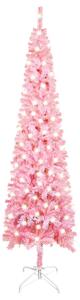 Slim Christmas Tree with LEDs Pink 210 cm