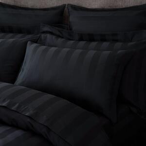 Hotel Cotton 230 Thread Count Stripe Standard Pillowcase Pair Black
