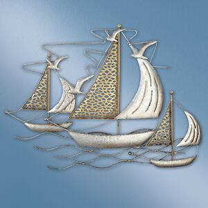 Colindale Metal Boat Scrupture In Gold And Silver