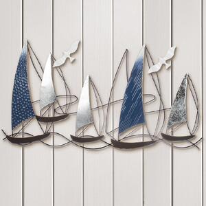 Colindale Metal Boat Scrupture In Blue And Silver