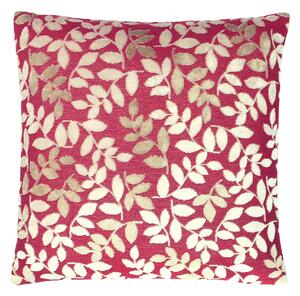 Cut Velvet Leaf Cushion - 45x45cm - Red