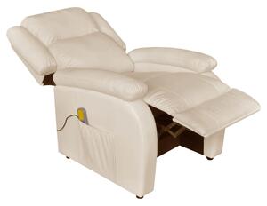 Wing Back Massage Chair Cream White Faux Leather