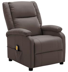 Wing Back Massage Recliner Brown Faux Leather