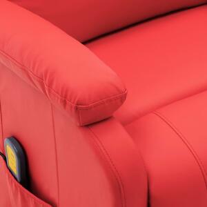 Wing Back Massage Recliner Red Faux Leather