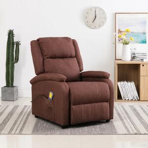 Wing Back Massage Recliner Brown Fabric