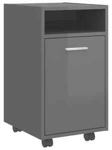 Side Cabinet with Wheels High Gloss Grey 33x38x60 cm Engineered Wood