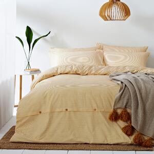 The Linen Yard Holbury Orange 100% Cotton Duvet Cover and Pillowcase Set Yellow and White