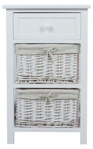 Classic White Bathroom Storage Unit - Wooden & Willow Drawers