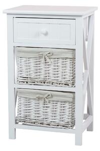 Classic White Bathroom Storage Unit - Wooden & Willow Drawers