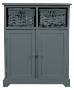 Classic Grey Bathroom Storage Unit with Willow Baskets