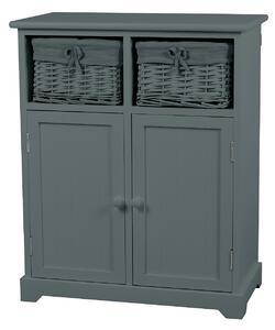 Classic Grey Bathroom Storage Unit with Willow Baskets