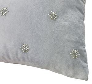 Velvet Beaded Star Cushion - 43x43cm - Grey