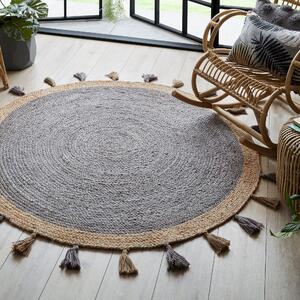 Istanbul Jute Round Rug Grey and Brown