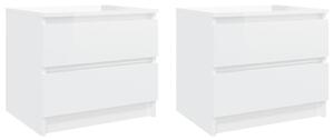 Bed Cabinets 2 pcs High Gloss White 50x39x43.5 cm Engineered Wood