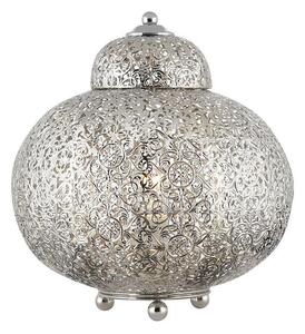 Searchlight 8221-1SS Moroccan 1 Light Table Lamp In Shiny Nickel With Patterned Finish