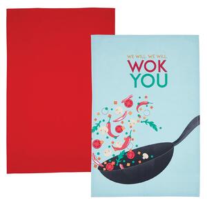 KitchenCraft Set of 2 We Will Wok You Tea Towels