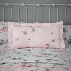 Heavenly Hummingbird Blush Oxford Pillowcase Pink/Grey/White