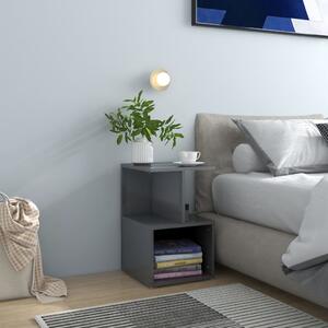 Bedside Cabinet High Gloss Grey 35x35x55 cm Engineered Wood