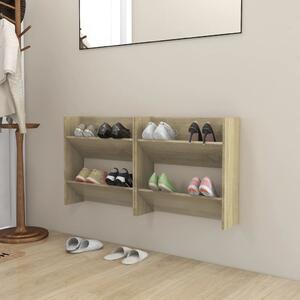 Wall Shoe Cabinets 2 pcs Sonoma Oak 60x18x60cm Chipboard