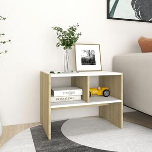 Side Table White and Sonoma Oak 60x40x45 cm Chipboard