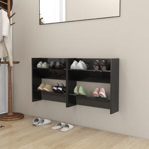 Wall Shoe Cabinets 2 pcs High Gloss Black 60x18x60 cm Chipboard