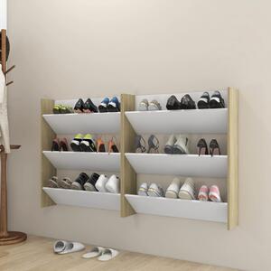 Wall Shoe Cabinets 2 pcs White&Sonoma Oak 80x18x90cm Engineered Wood