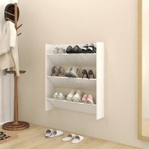 Wall Shoe Cabinet High Gloss White 80x18x90 cm Engineered Wood